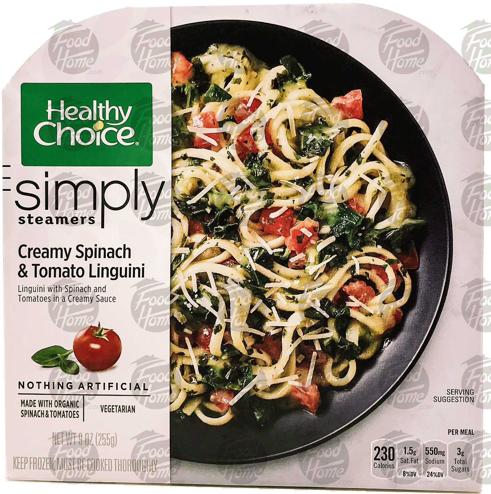 Healthy Choice Cafe Steamers simply; creamy spinach & tomato linguini in sauce Full-Size Picture